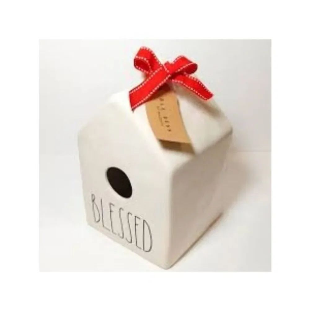 Rae Dunn Artisan Collection "Blessed” White Ceramic Birdhouse